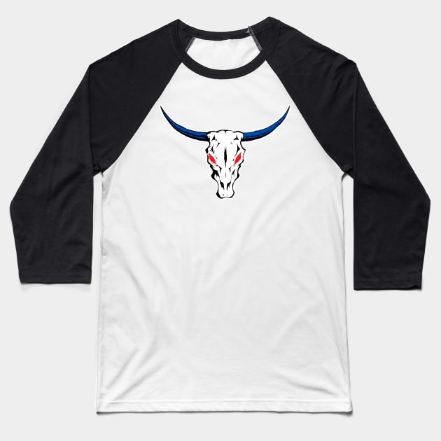 LONGHORN SKELETON USA Baseball T-Shirt by GBDesigner